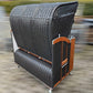 2,5-Sitzer Strandkorb Kiel Halblieger PVC anthrazit mit seitlicher Holzablage in modernem Design