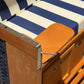 Strandkorb Sonnenpartner Modell Classic 2-XL 150 cm Geflecht blau, Dessin 40 blau weiss