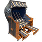 Strandkorb Sonnenpartner Modell Classic in anthrazit mit braun-grauen Streifen, ideal für entspannte Stunden im Freien.