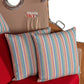 Strandkorb Kissen mit rot-blauen Streifen für den Düne Grande Teak PE banana 2,5-Sitzer Strandkorb.