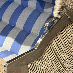 Komplettpaket A120 Strandkorb Prieß Modell Meister Vintage grau PE Geflecht taupe, wie abgebildet, 150 cm