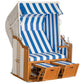 Strandkorb blau weiss für den Regen wetterfest
