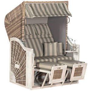 Strandkorb Rustikal 285 Z Sun Mix-Brown, elegantes Sonnengeflecht und komfortable Liegeflächen in einem stilvollen Design.