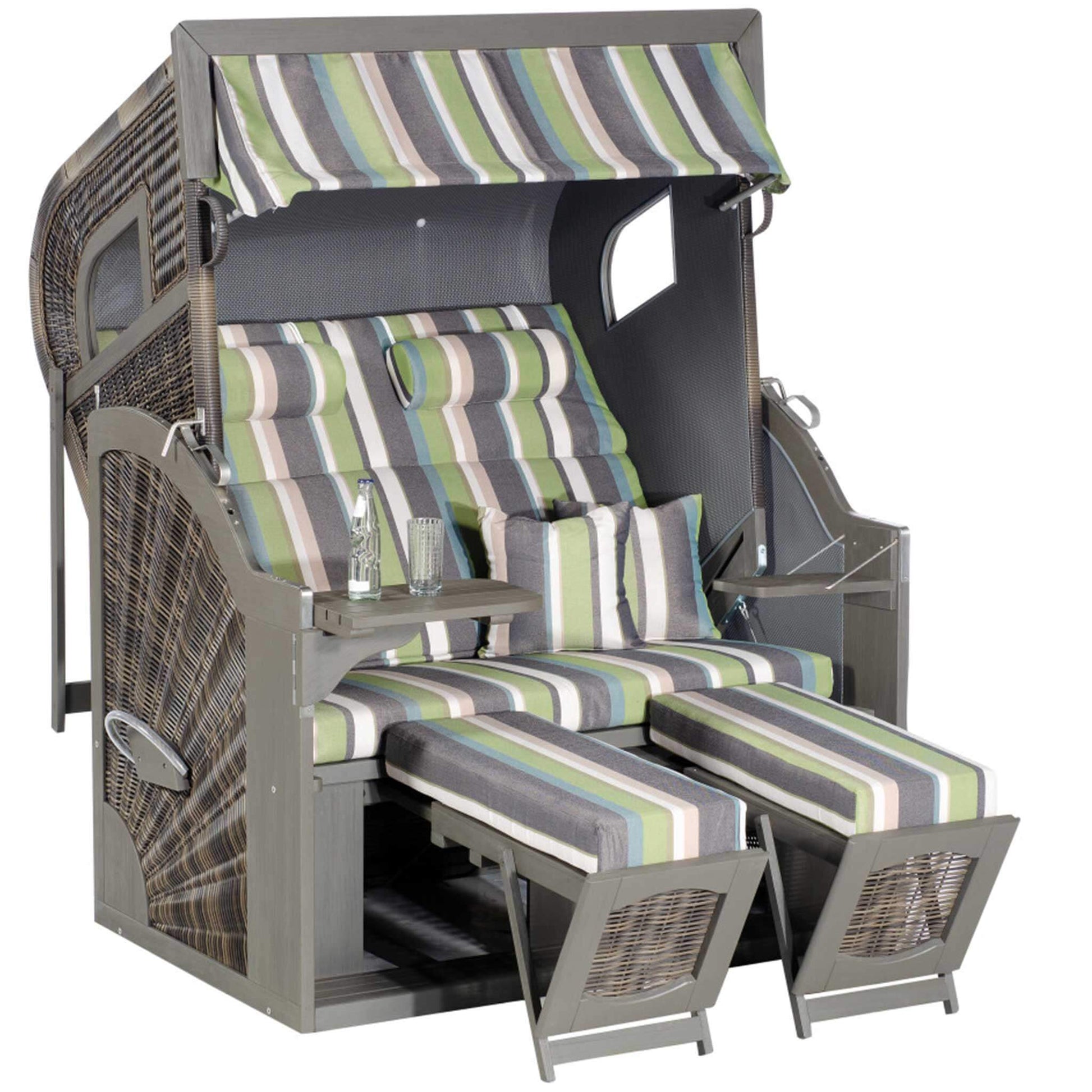 Strandkorb grau grün Modell 400 Z ohne Bullauge