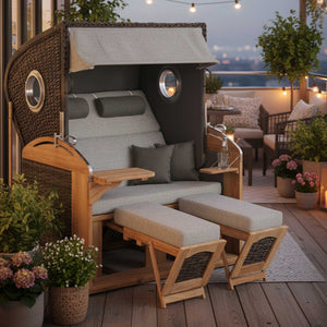 Strandkorb Teak Comfort grau