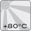 +80° Temperaturanzeige für wärmeisolierte Produkte oder aufheizbare Bereiche.