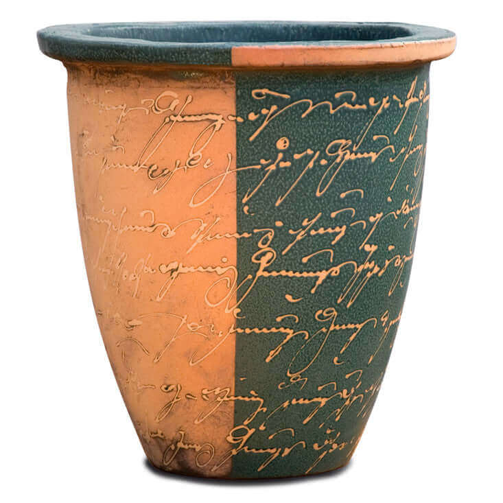 3008 Gartentopf mit Schriftmuster, frostsicherer Kräutertopf H 14 cm L 32 cm B 18 cm für Garten und Terrasse