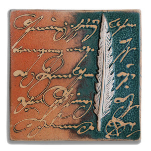 Fliese 2017 Feder mit Schriften, quadratische frostfeste Ton Fliese 19x19 cm für Garten und Außenbereich