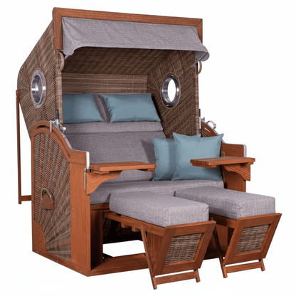 Strandkorb Trendy PURE Seaside XL Bullaugen PE griseum Dessin 488