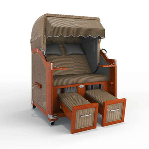 Strandkorb Hörnum Mahagoni 120 cm Rattangeflecht Dessin New York 57436 - Strandkorb Fachhandel Prieß