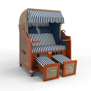 Strandkorb Hörnum Mahagoni 120 cm Rattangeflecht Dessin Porto 82335 - Strandkorb Fachhandel Prieß