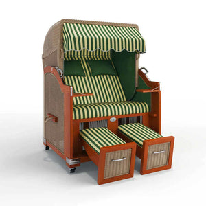 Strandkorb Hörnum Mahagoni 120 cm Rattangeflecht Dessin Porto 82336 - Strandkorb Fachhandel Prieß