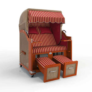 Strandkorb Hörnum Mahagoni 120 cm Rattangeflecht Dessin Porto 82333 - Strandkorb Fachhandel Prieß