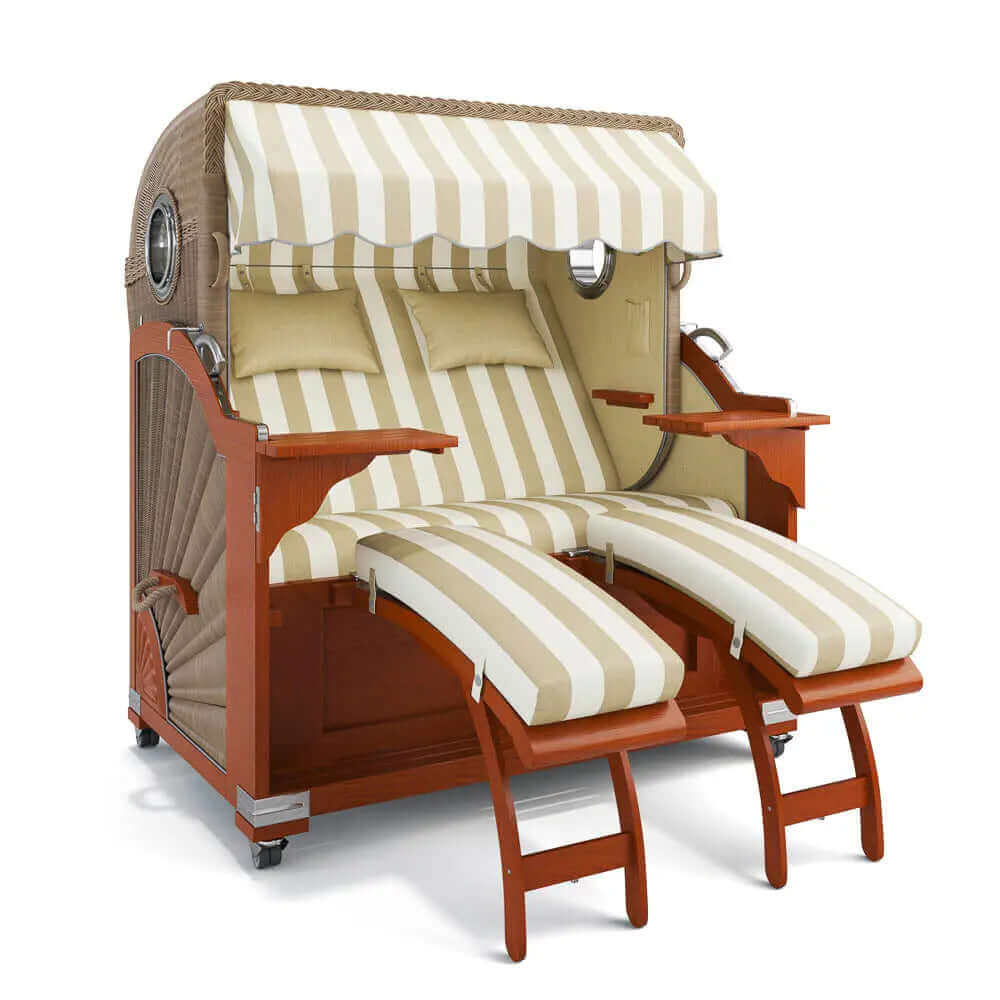 Strandkorb Kampen Mahagoni 145 cm Rattangeflecht Dessin Cadiz 32707 - Strandkorb Fachhandel Prieß