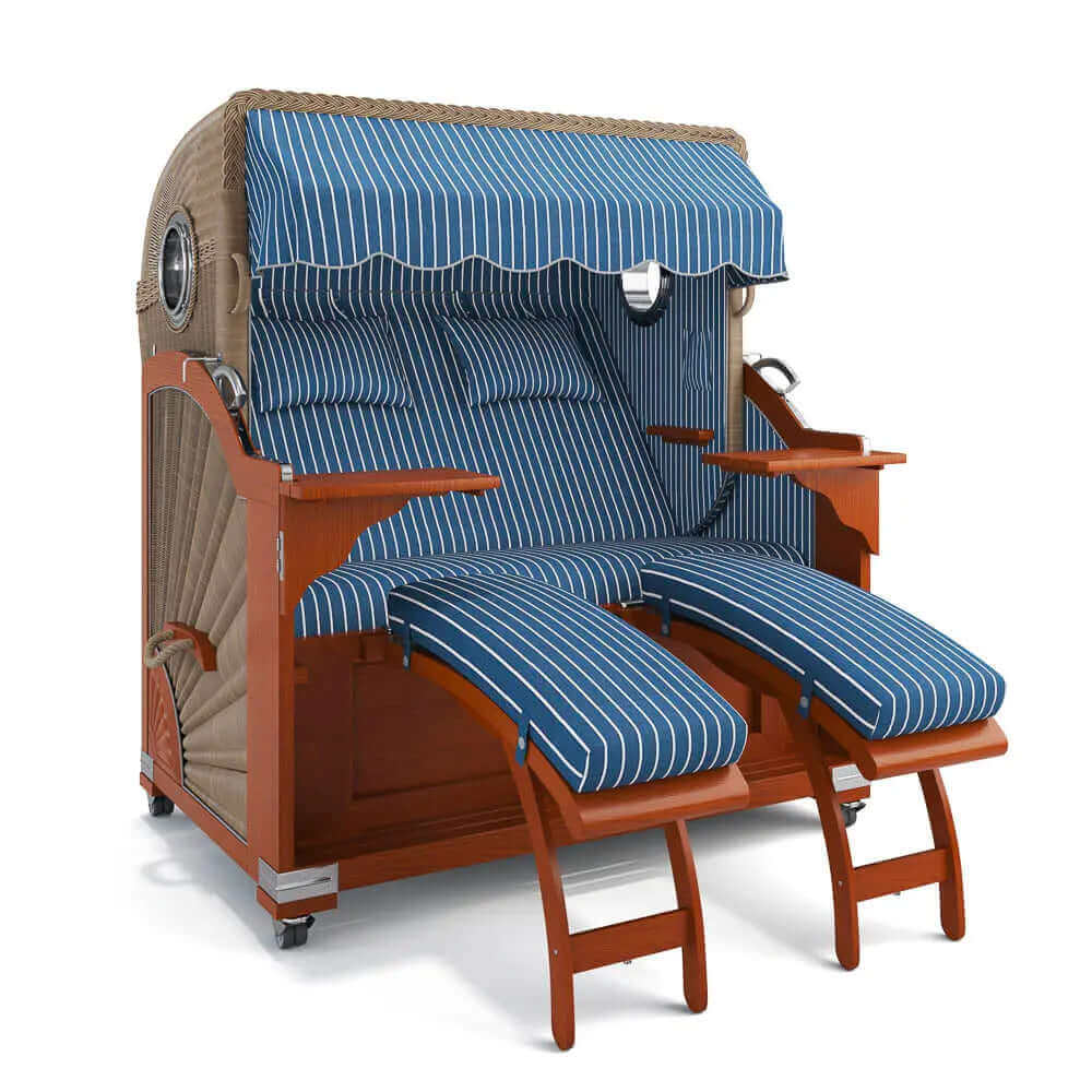 Strandkorb Kampen Mahagoni 145 cm Rattangeflecht Dessin Hannover 95405 - Strandkorb Fachhandel Prieß