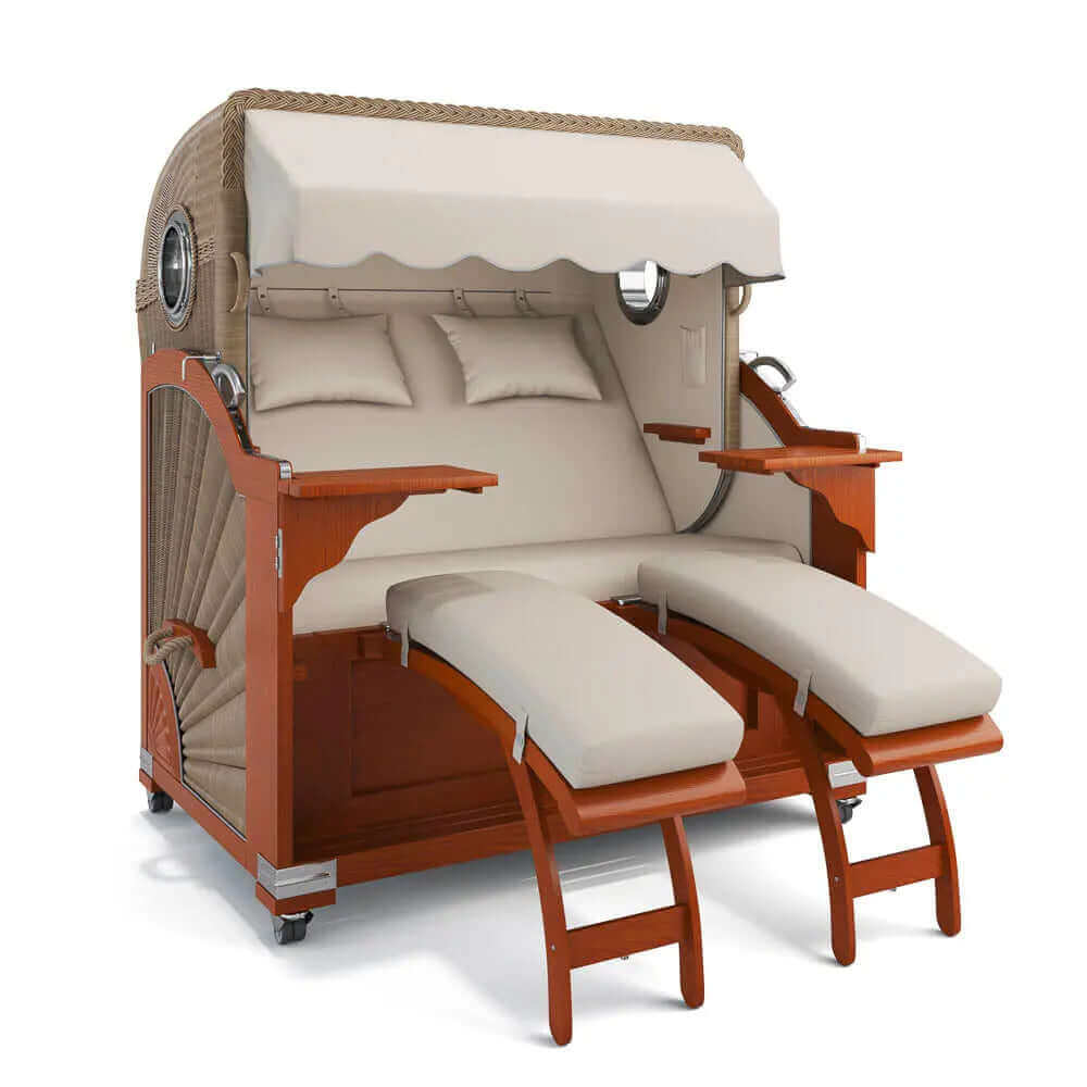 Strandkorb Kampen Mahagoni 145 cm Rattangeflecht Dessin Heritage kitt 35100 - Strandkorb Fachhandel Prieß