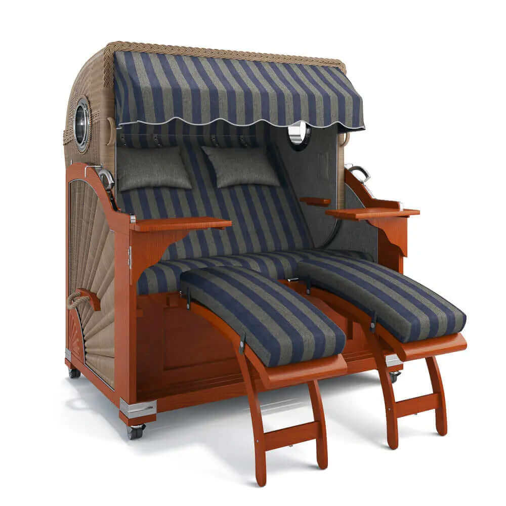 Strandkorb Kampen Mahagoni 145 cm Rattangeflecht Dessin Menorca 70500 - Strandkorb Fachhandel Prieß