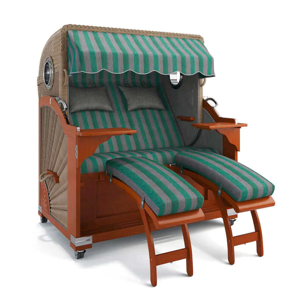 Strandkorb Kampen Mahagoni 145 cm Rattangeflecht Dessin Menorca 70600 - Strandkorb Fachhandel Prieß