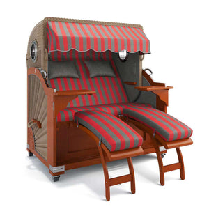 Strandkorb Kampen Mahagoni 145 cm Rattangeflecht Dessin Menorca 70300 - Strandkorb Fachhandel Prieß