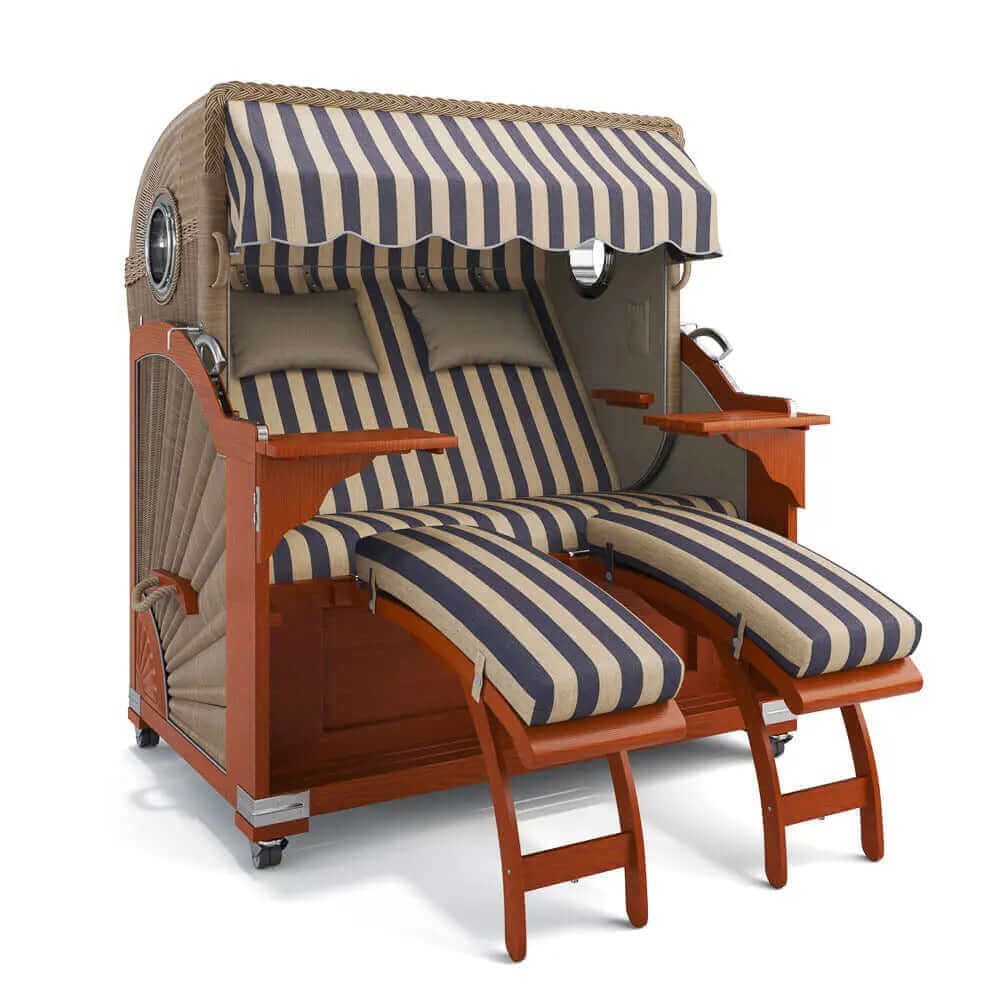 Strandkorb Kampen Mahagoni 145 cm Rattangeflecht Dessin Menorca 72150 - Strandkorb Fachhandel Prieß