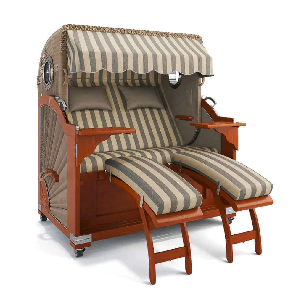 Strandkorb Kampen Mahagoni 145 cm Rattangeflecht Dessin Menorca 72158 - Strandkorb Fachhandel Prieß