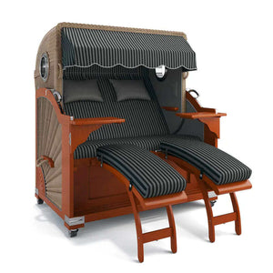 Strandkorb Kampen Mahagoni 145 cm Rattangeflecht Dessin New York 57474 - Strandkorb Fachhandel Prieß