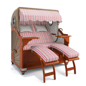 Strandkorb Kampen Mahagoni 145 cm Rattangeflecht Dessin Palma 24423 - Strandkorb Fachhandel Prieß