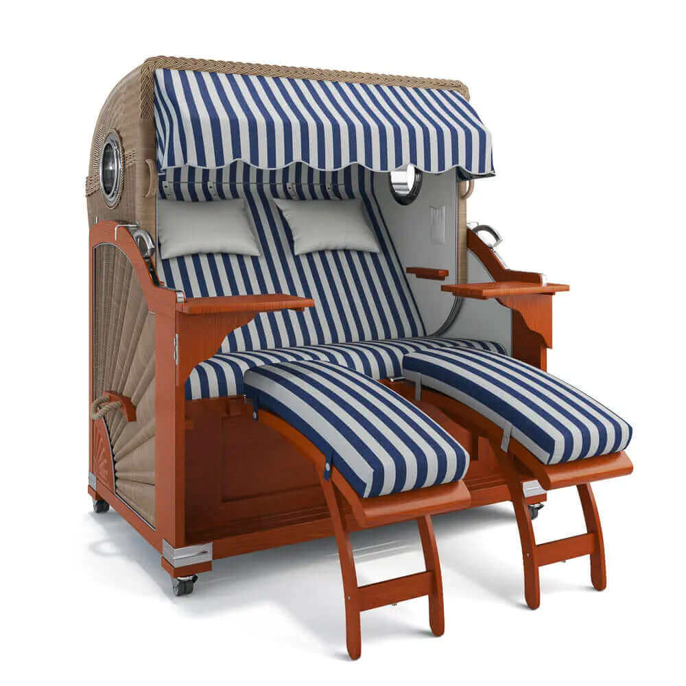Strandkorb Kampen Mahagoni 145 cm Rattangeflecht Dessin Porto 82385 - Strandkorb Fachhandel Prieß