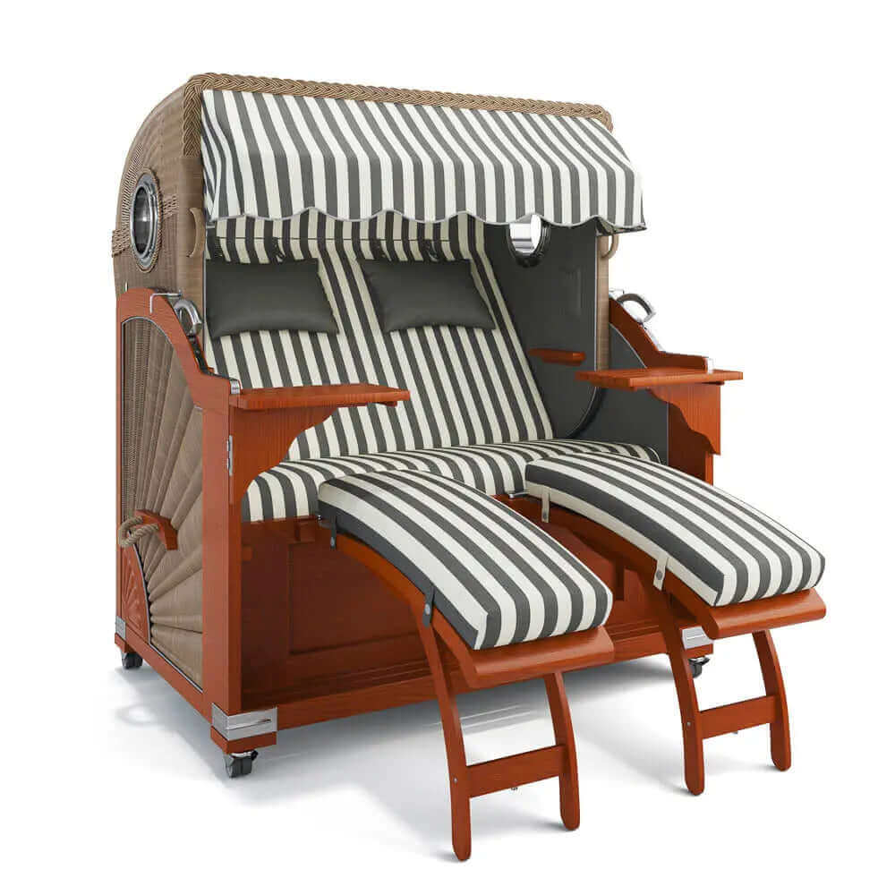 Strandkorb Kampen Mahagoni 145 cm Rattangeflecht Dessin Porto 82338 - Strandkorb Fachhandel Prieß