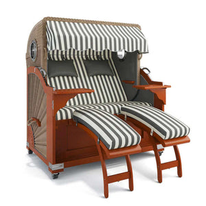 Strandkorb Kampen Mahagoni 145 cm Rattangeflecht Dessin Porto 82338 - Strandkorb Fachhandel Prieß