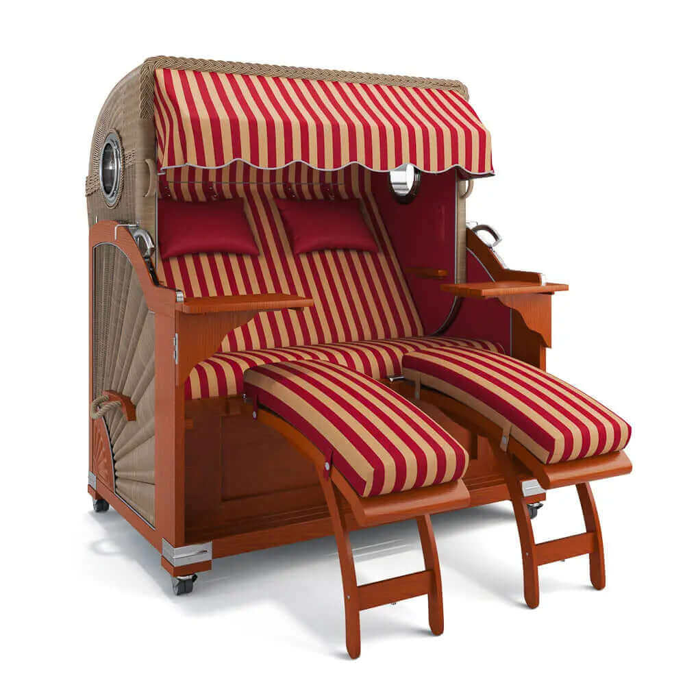 Strandkorb Kampen Mahagoni 145 cm Rattangeflecht Dessin Porto 82333 - Strandkorb Fachhandel Prieß