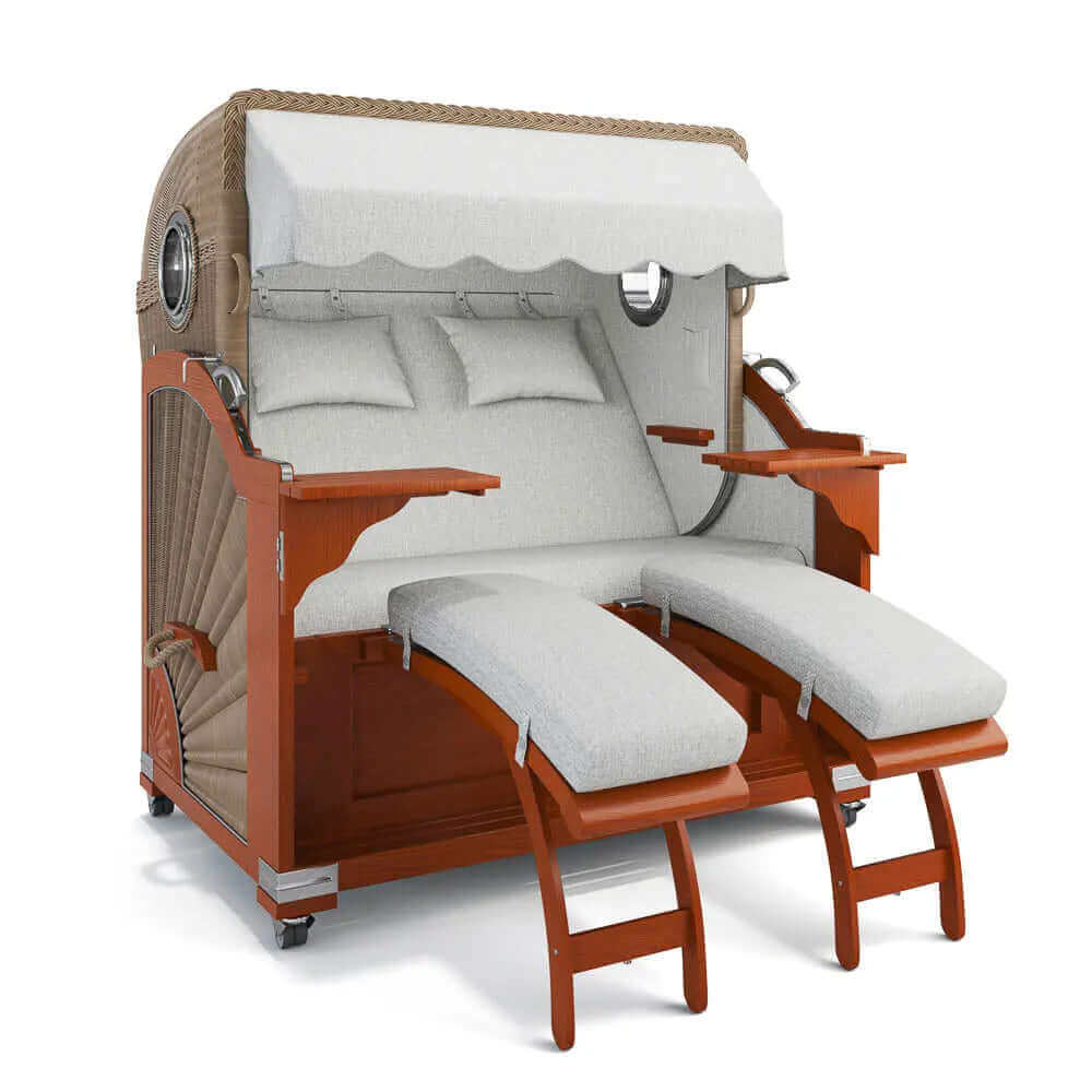 Strandkorb Kampen Mahagoni 145 cm Rattangeflecht Dessin Amsterdam 26200 - Strandkorb Fachhandel Prieß