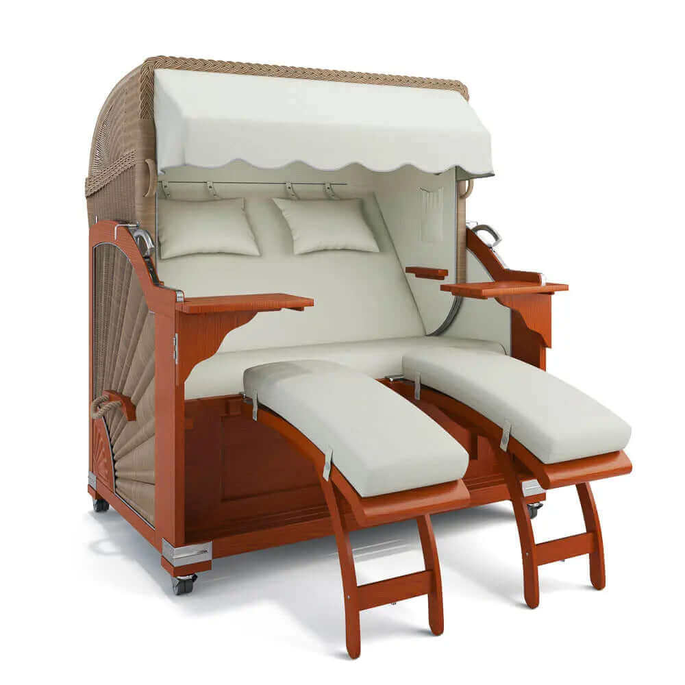 Strandkorb Kampen Mahagoni 145 cm Rattangeflecht Dessin Rotterdam 25100 - Strandkorb Fachhandel Prieß