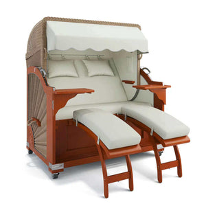 Strandkorb Kampen Mahagoni 145 cm Rattangeflecht Dessin Rotterdam 25100 - Strandkorb Fachhandel Prieß