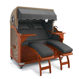 Strandkorb Kampen Mahagoni 145 cm Rattangeflecht Dessin San Sebastian 31418 - Strandkorb Fachhandel Prieß