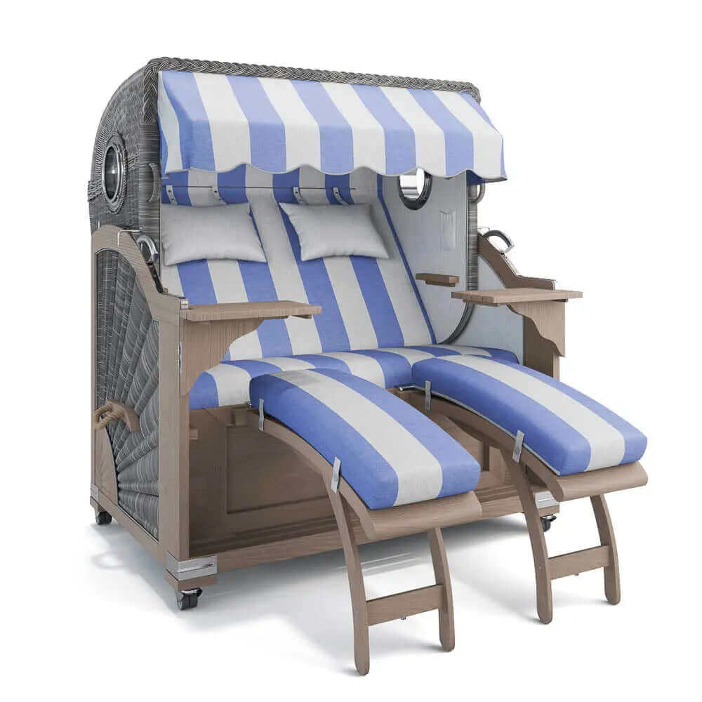 Strandkorb Kampen Teak Vintage Bullauge, Dessin Barcelona 63605 - Strandkorb Fachhandel Prieß