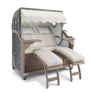 Strandkorb Kampen Teak Vintage Bullauge, Dessin Barcelona 63608 - Strandkorb Fachhandel Prieß