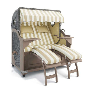 Strandkorb Kampen Teak Vintage Bullauge, Dessin Cadiz 32707 - Strandkorb Fachhandel Prieß