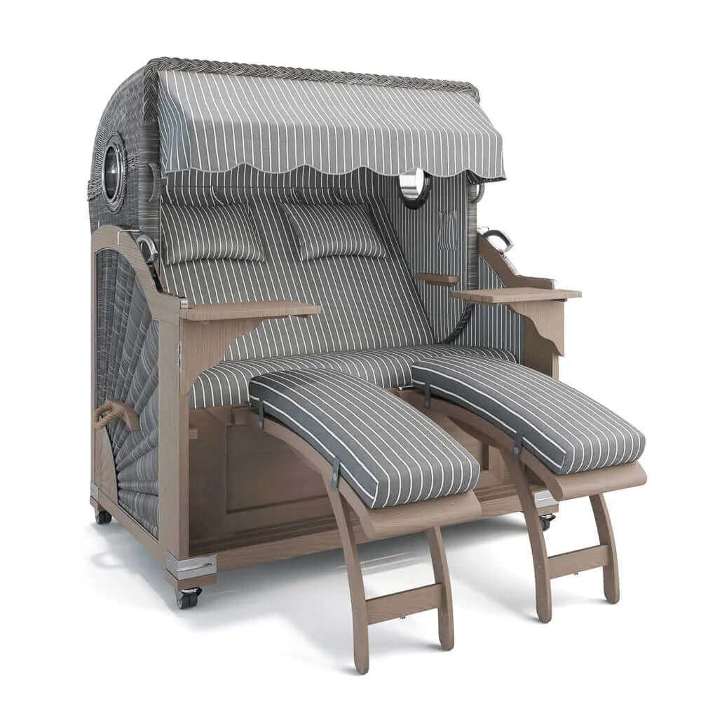Strandkorb Kampen Teak Vintage Bullauge, Dessin Hannover 95418 - Strandkorb Fachhandel Prieß