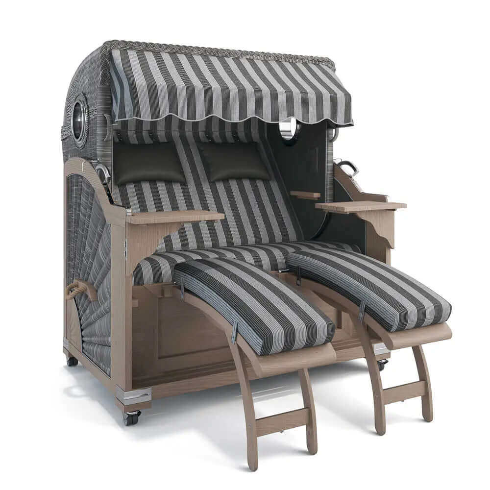 Strandkorb Kampen Teak Vintage Bullauge, Dessin Ibiza 64208 - Strandkorb Fachhandel Prieß