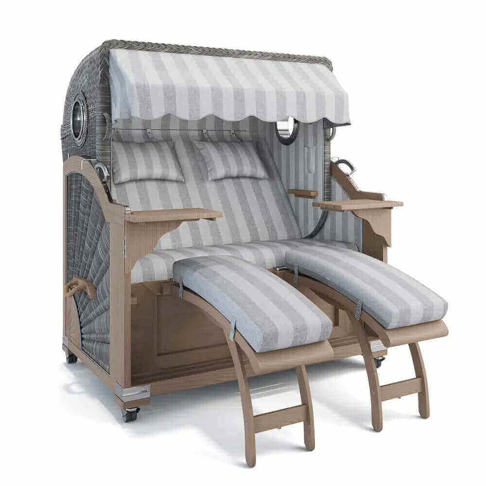 Strandkorb Kampen Teak Vintage Bullauge, Dessin Innsbruck 42655 - Strandkorb Prieß