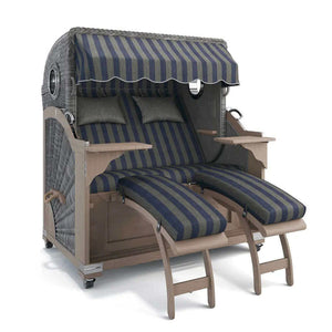 Strandkorb Kampen Teak Vintage Bullauge, Dessin Menorca 70500 - Strandkorb Fachhandel Prieß