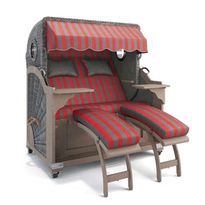 Strandkorb Kampen Teak Vintage Bullauge, Dessin Menorca 70300 - Strandkorb Fachhandel Prieß