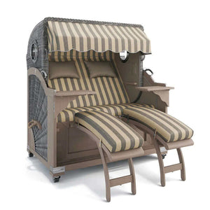 Strandkorb Kampen Teak Vintage Bullauge, Dessin Menorca 72158 - Strandkorb Fachhandel Prieß