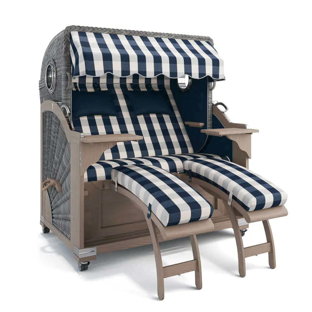Strandkorb Kampen Teak Vintage Bullauge, Dessin München 48105 - Strandkorb Fachhandel Prieß
