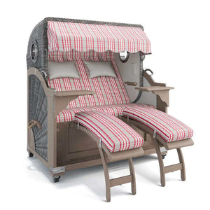 Strandkorb Kampen Teak Vintage Bullauge, Dessin Palma 24423 - Strandkorb Fachhandel Prieß