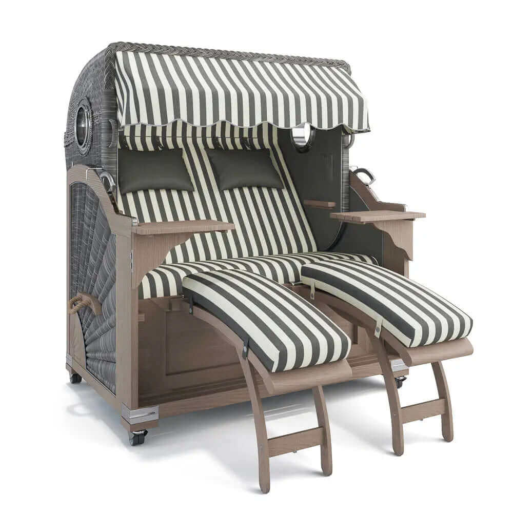 Strandkorb Kampen Teak Vintage Bullauge, Dessin Porto 82338 - Strandkorb Fachhandel Prieß