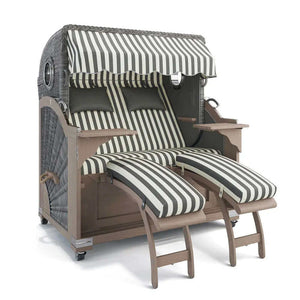 Strandkorb Kampen Teak Vintage Bullauge, Dessin Porto 82338 - Strandkorb Fachhandel Prieß