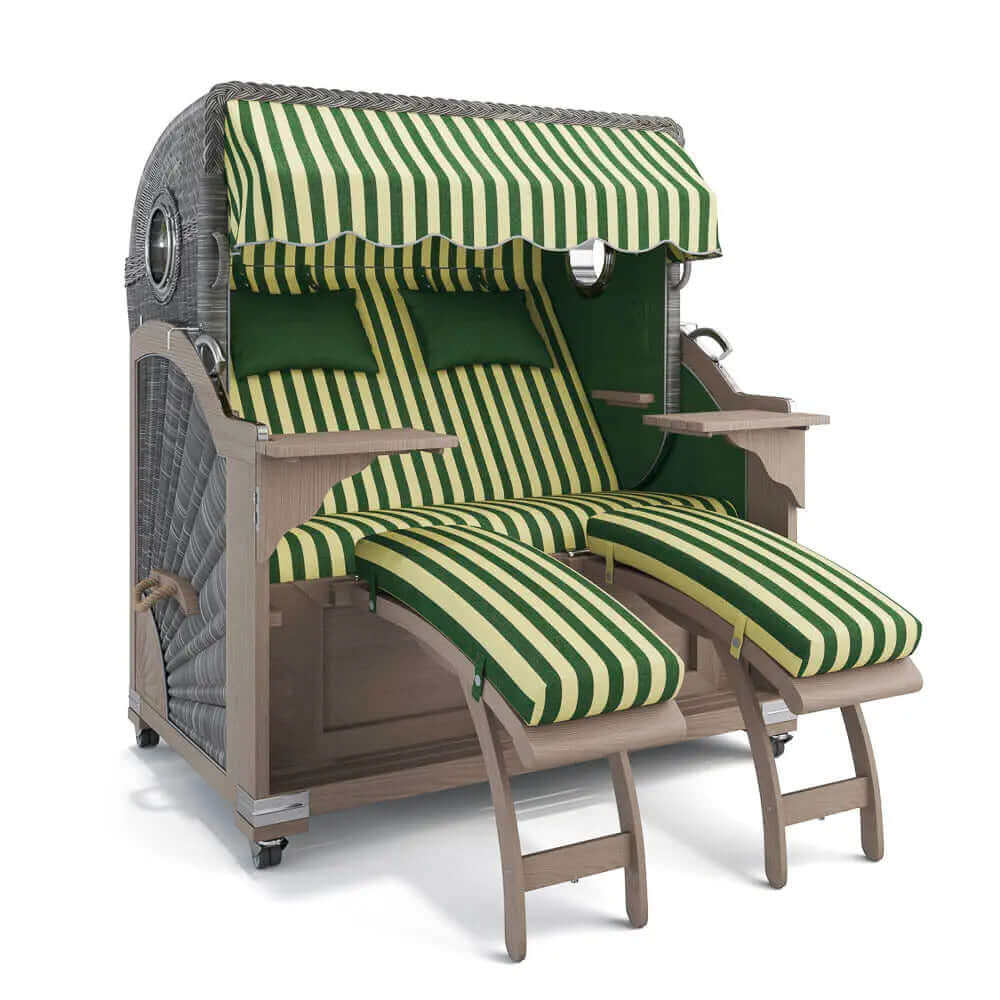 Strandkorb Kampen Teak Vintage Bullauge, Dessin Porto 82336 - Strandkorb Fachhandel Prieß