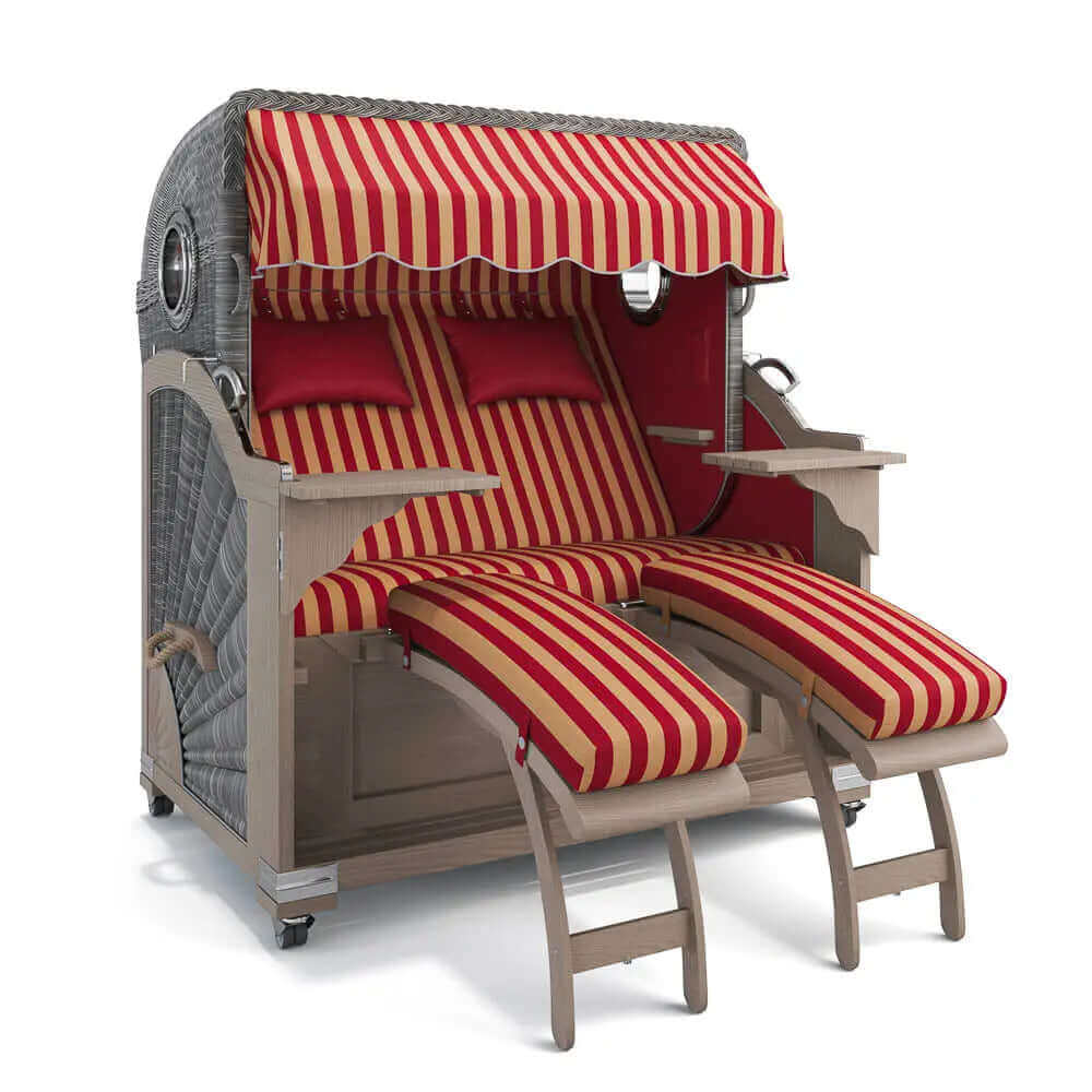 Strandkorb Kampen Teak Vintage Bullauge, Dessin Porto 82333 - Strandkorb Fachhandel Prieß